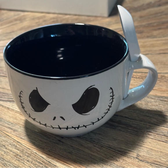 Disney Jack Skellington ceramic soup mug with spoon Nightmare before Christmas - Picture 1 of 8